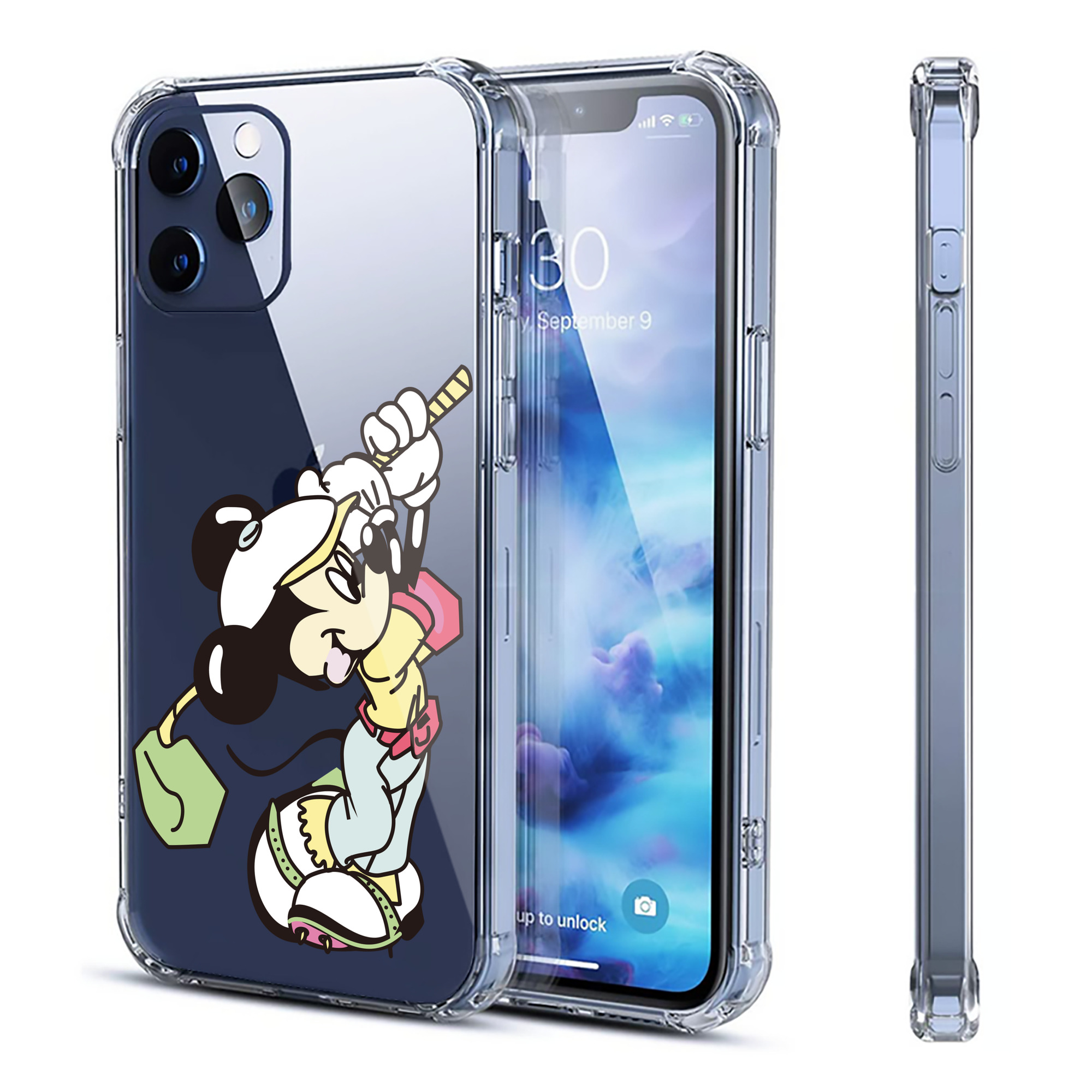 （画像用） ミッキーマウス Mickey Mouse 【iPhone 12シリーズ対応】透明スマホケース（クリアソフトケース）